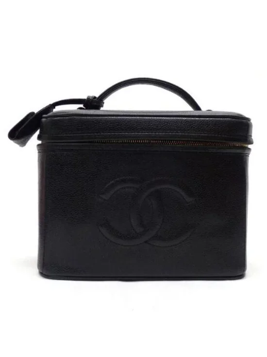 Chanel Vanity 2-Way Bag Caviar Leather Black Gold 7 Digits - Picture 1 of 10